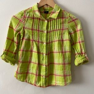 GAP kids green plaid top